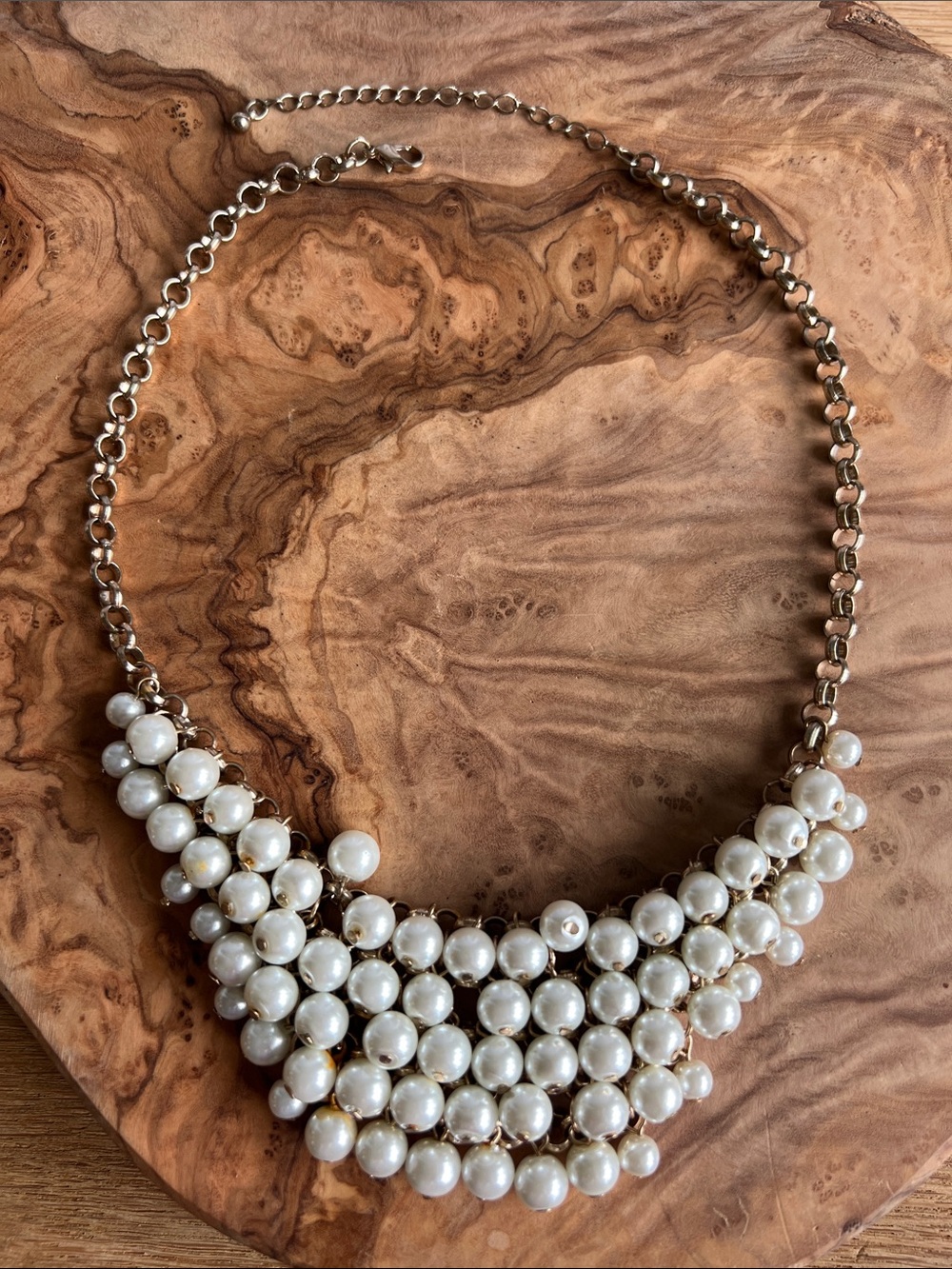 Gold-Tone Pearl Bib Necklace - Statement Women’s Jewelry